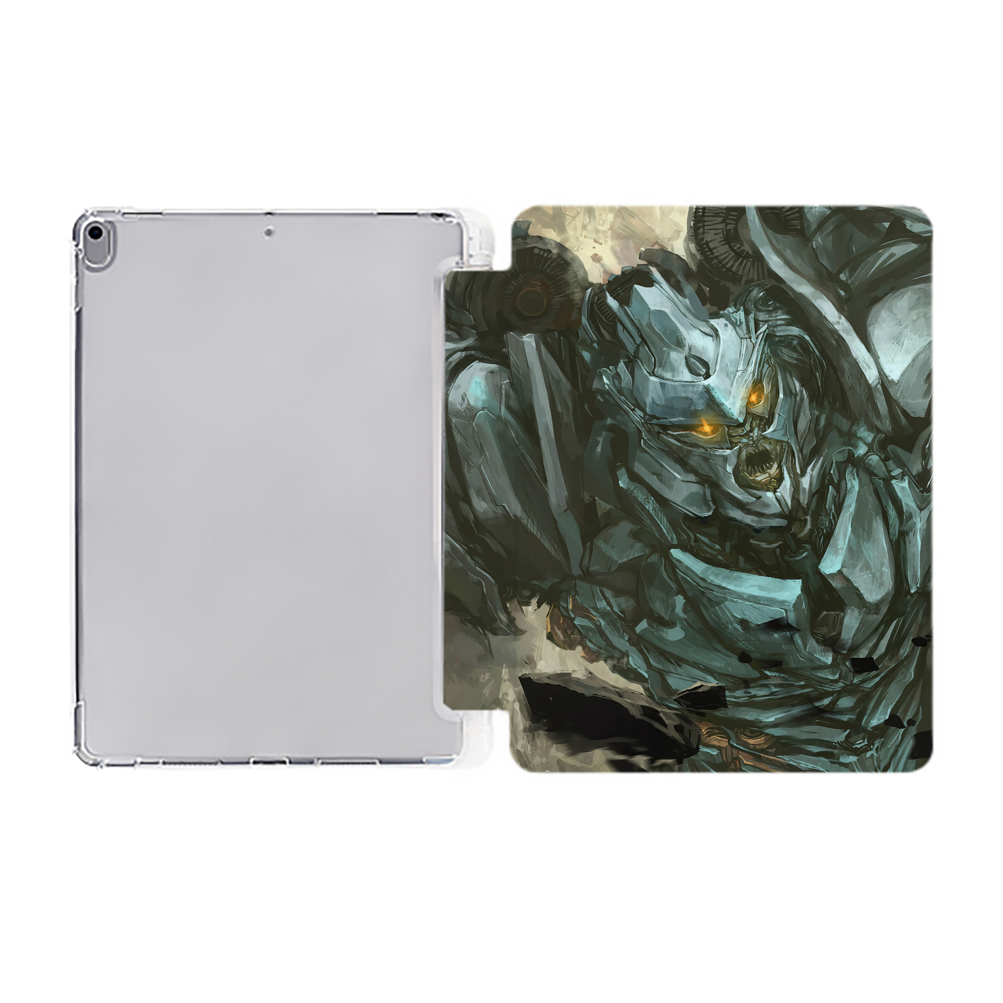 （画像用） Transformers トランスフォーマー IPad ケース ペン収納付き 三つ折りスタンド PUレザー×シリコン 対応機種9.5/10.5/10.9インチ